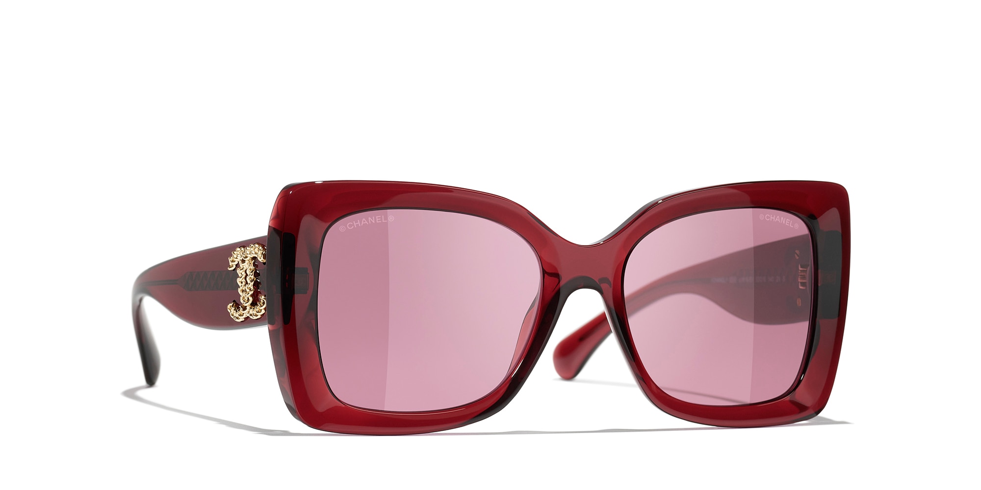 Chanel Woman Sunglass Square Sunglasses CH5555 -  Frame color: Crystal Bordeaux, Lens color: Bordeaux