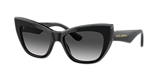Dolce & Gabbana DG4513 501/87 Sunglasses Shiny Black Square Frame, Grey Lenses Dolce&Gabbana DG4513 L (55 - 21) with Grey lenses and Black  main image 4