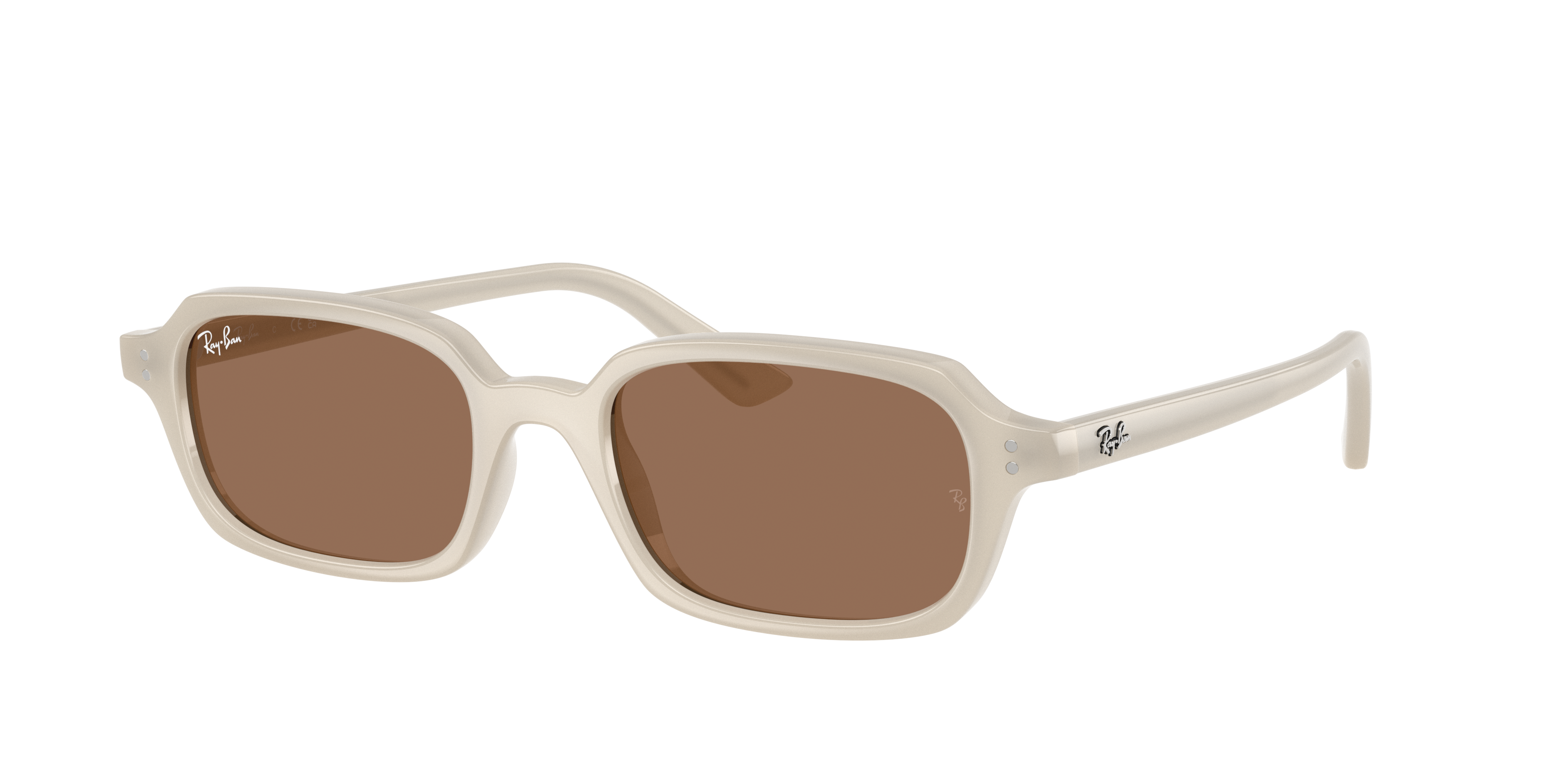 Ray-Ban Unisex Sunglass Zuri -  Frame color: Cloudy Warm White, Lens color: Dark Brown