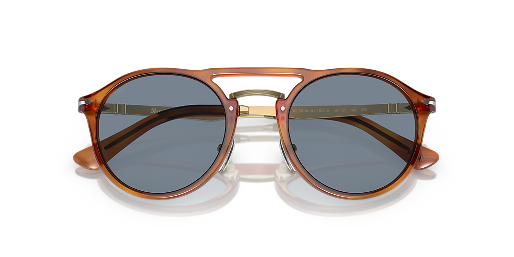Persol PO3264S L (50 - 22) with Blue lenses and Brown frame  display picture 1