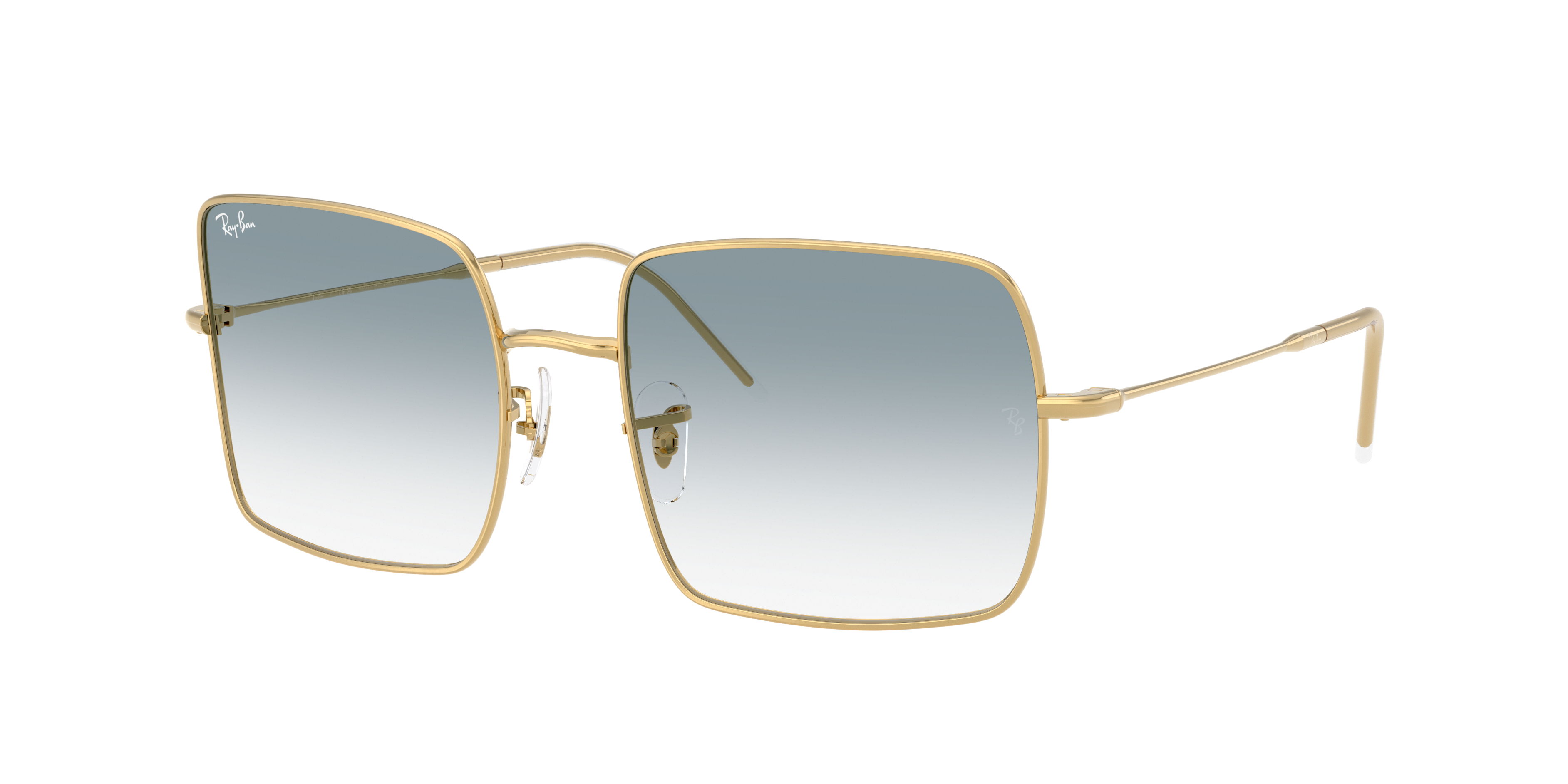 Ray-Ban Woman Sunglass Square 1971 Reverse -  Frame color: Arista Gold, Lens color: Clear Gradient Blue