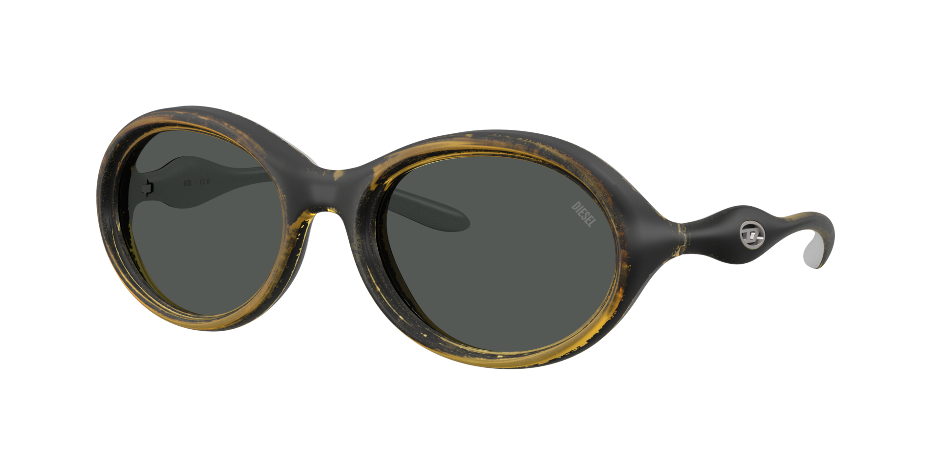 Diesel Unisex Sunglass DL3009U - Frame color: Yellow Metallic, Lens color: Dark Grey