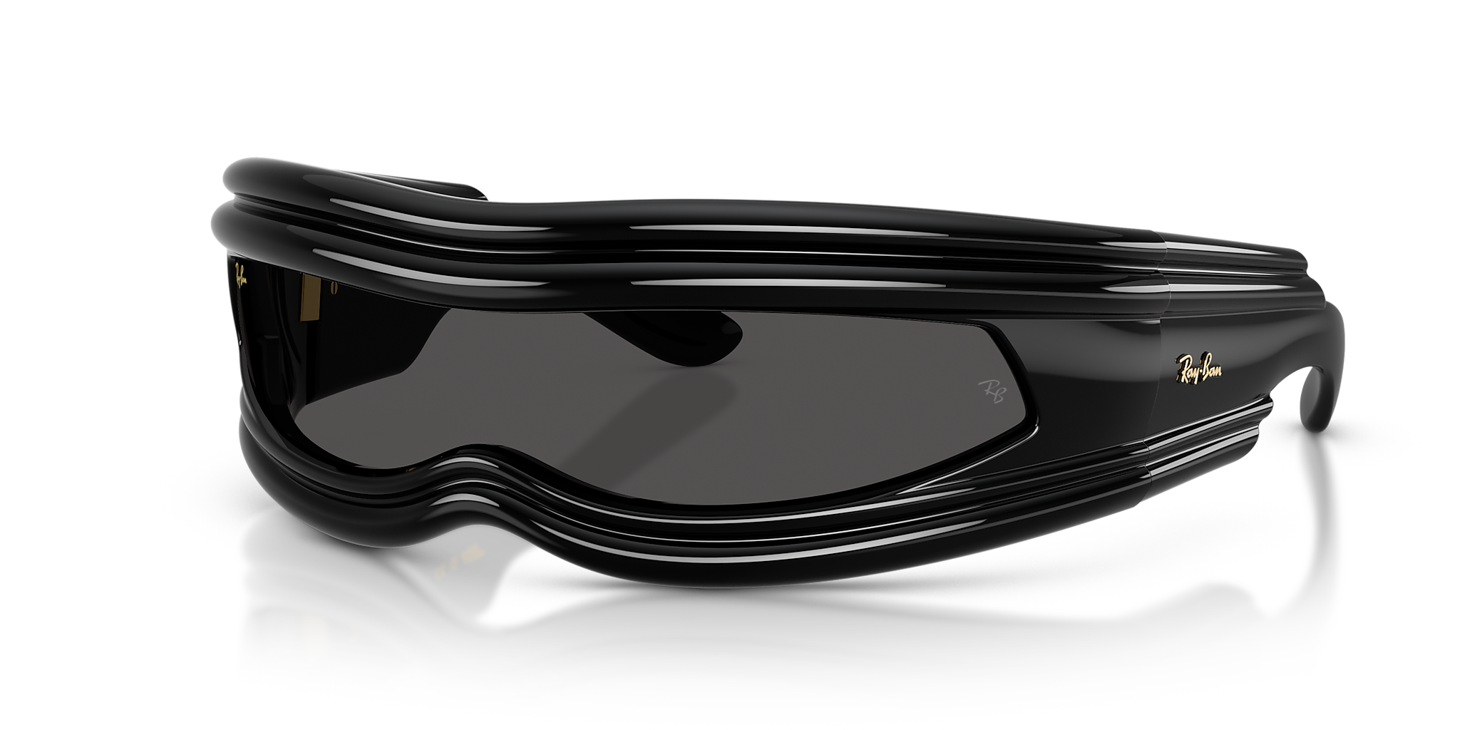 RAY-BAN RB4943 Ultra Wrap 001 Next Generation Collection Black - Unisex Sunglasses, Ultra Black Lens