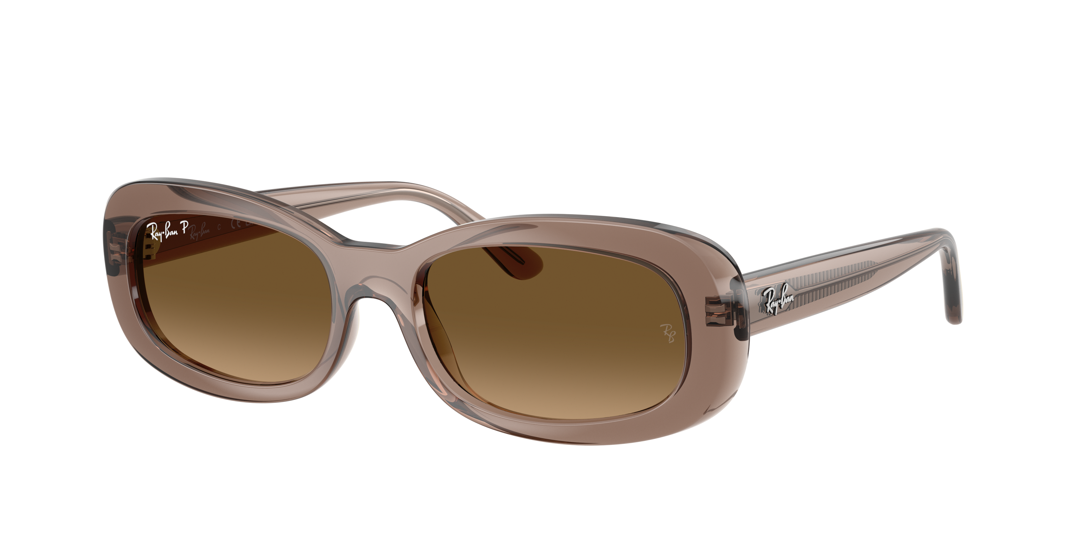 Ray Ban Rb2221 Sunglasses Transparent Beige Frame Brown Lenses Polarized 53-18 In Brown