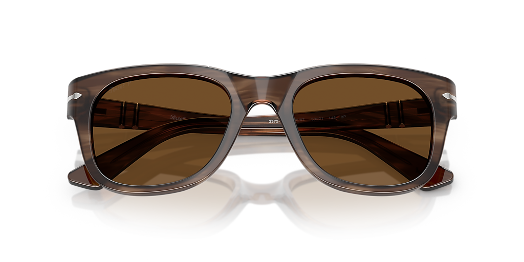 PERSOL PO3372S Striped Brown - Unisex Luxury Sunglasses, Polar Brown Lens