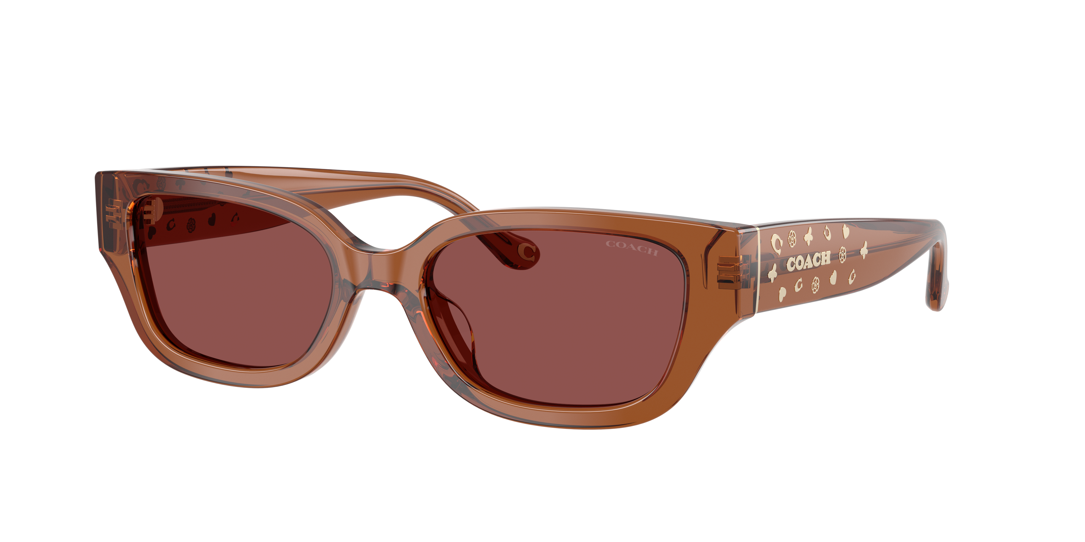 Coach Charms Narrow Rectangle Sunglasses In Brown