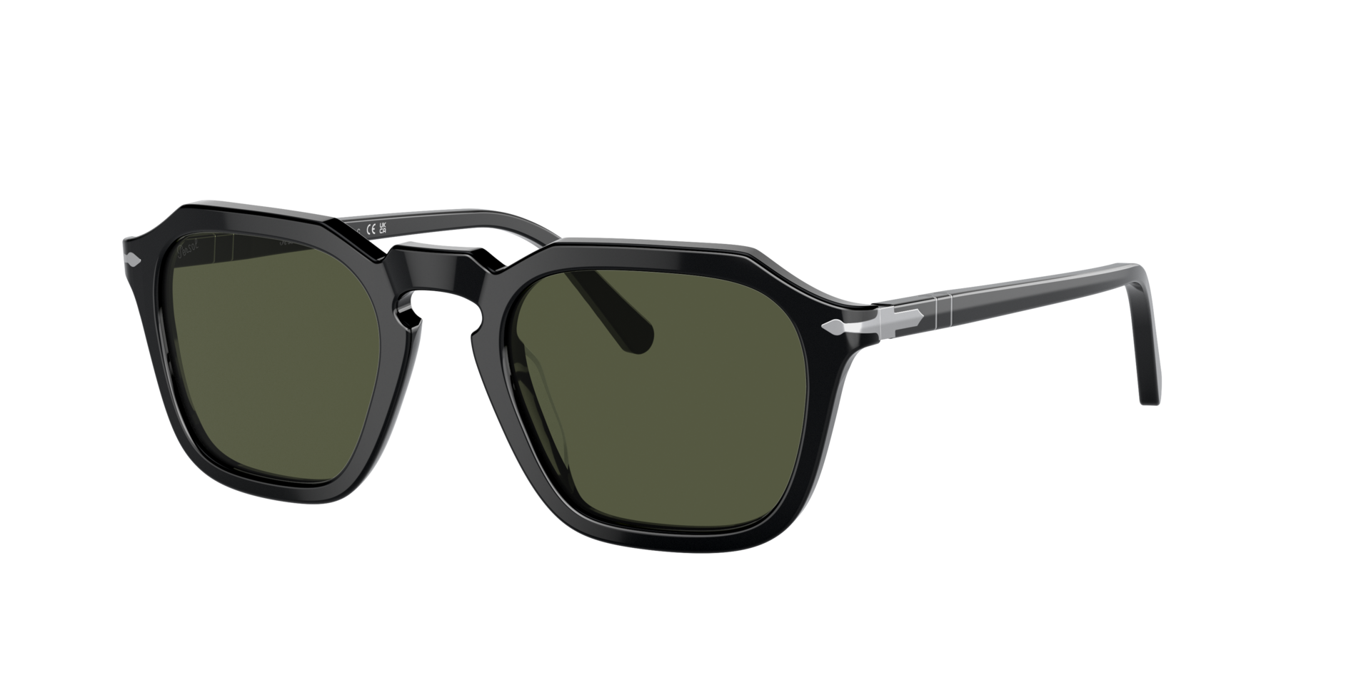 Persol Unisex Sunglass PO3292S -  Frame color: Black, Lens color: Green