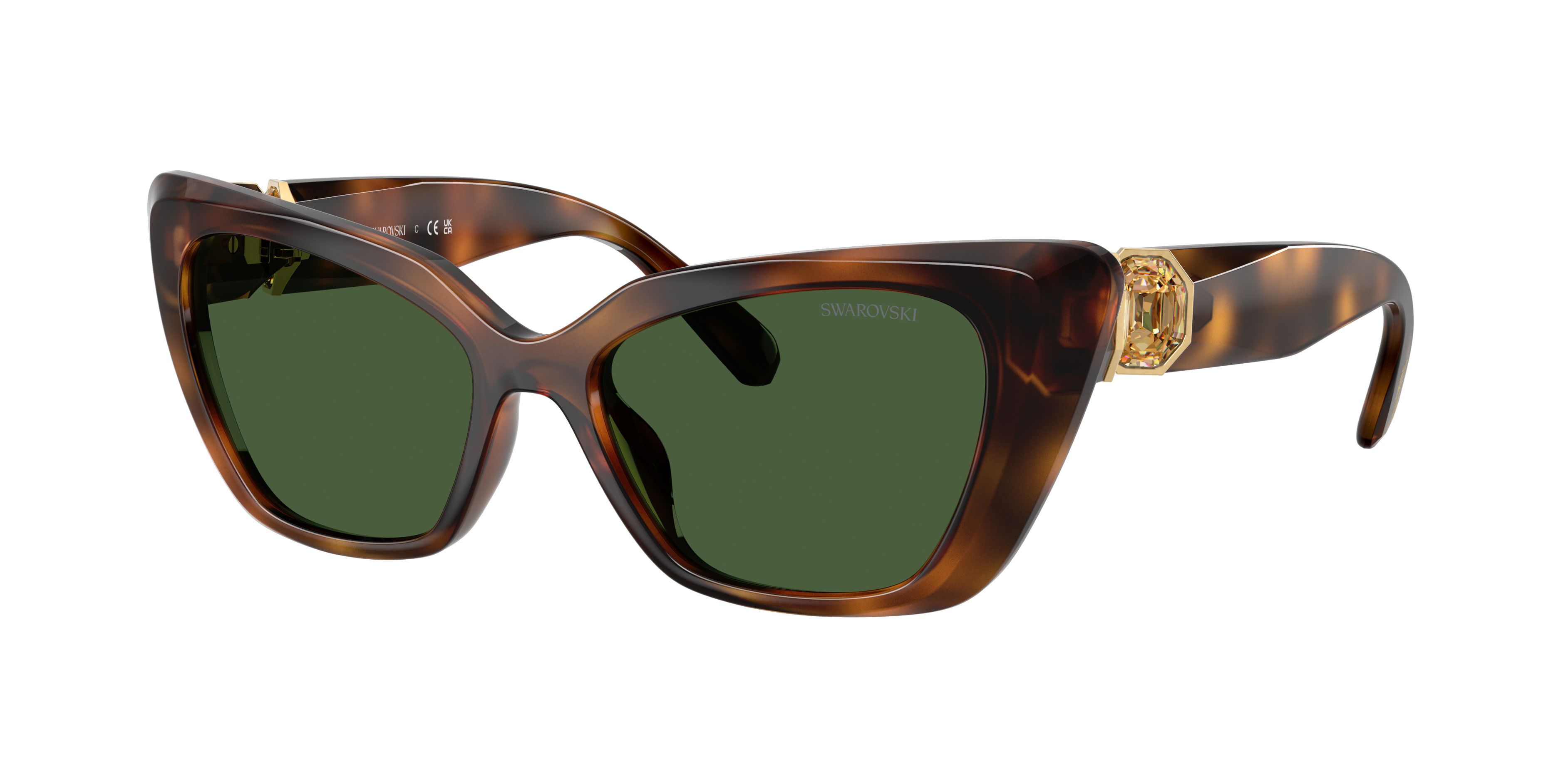 Swarovski Woman Sunglass SK6047 -  Frame color: Havana, Lens color: Dark Green