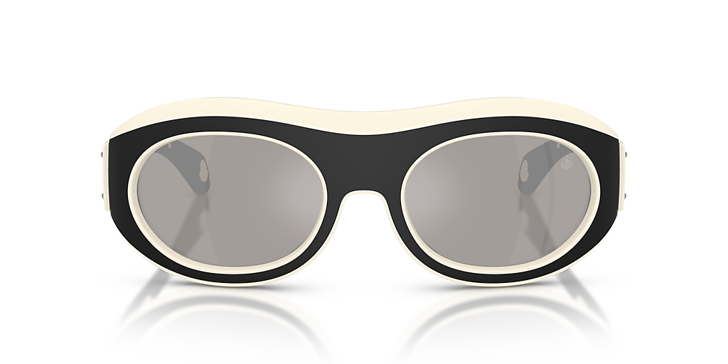 MONCLER ME8015U Ramillon Matte Butter/Matte Black - Unisex Sunglasses, Mirror Silver Lens