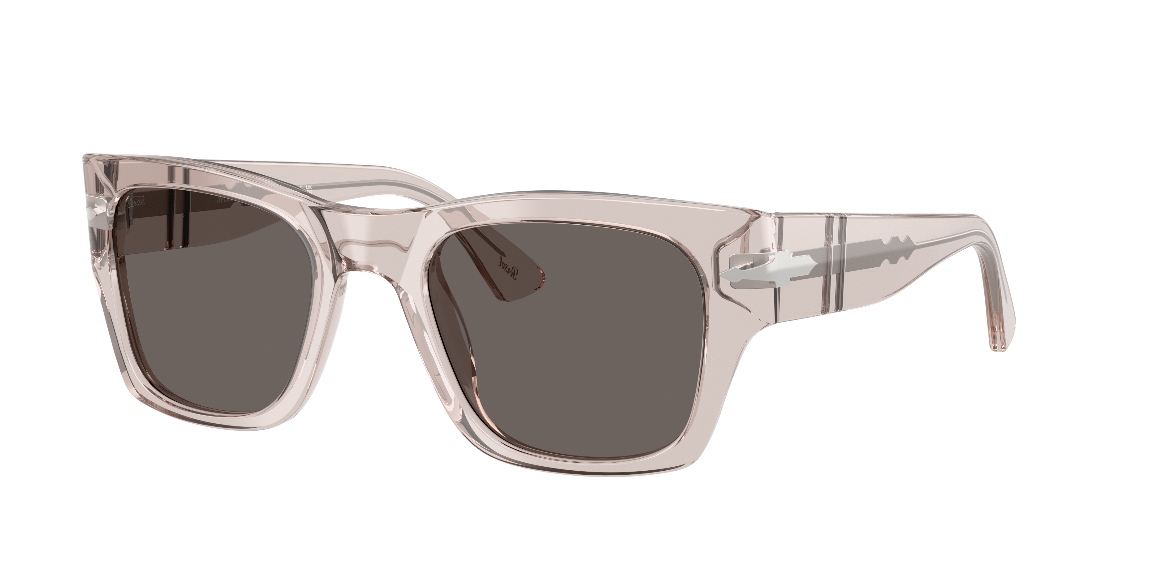 Persol Unisex Sunglass PO3384S -  Frame color: Transparent Brown Grey, Lens color: Dark Grey