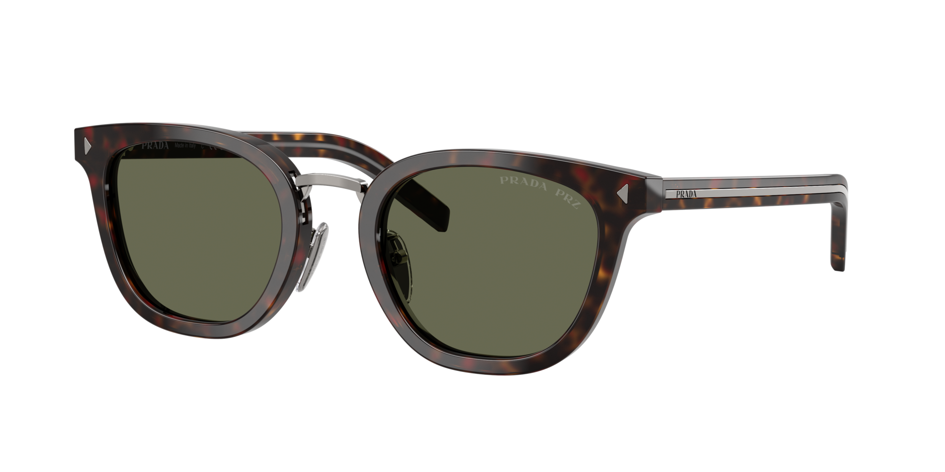 Prada Man Sunglass PR C01SD - Frame color: Root Havana, Lens color: Green Polar