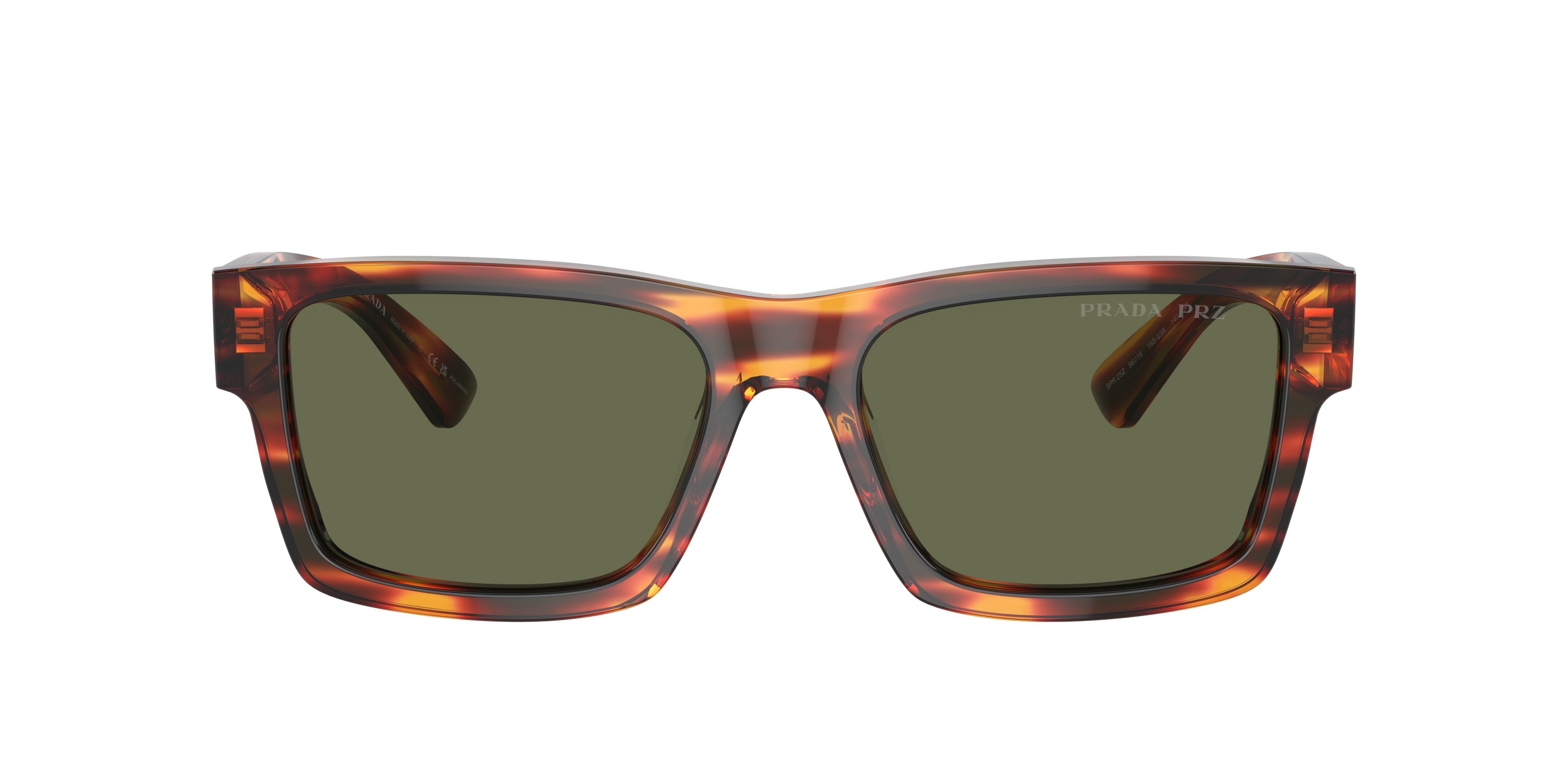Prada 53mm Rectangular Polarized Sunglasses In Green Polarized