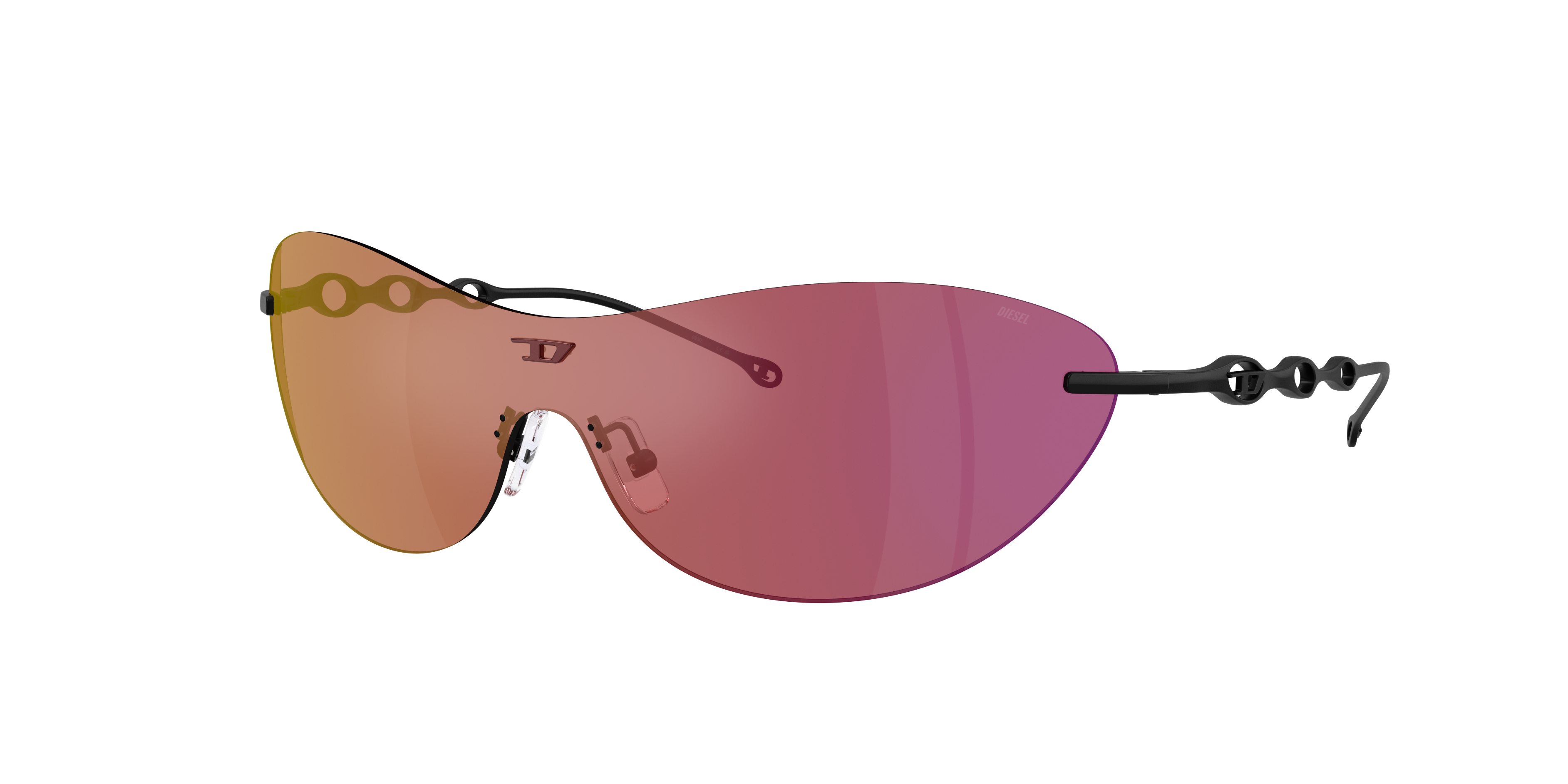 Diesel Unisex Sunglass Dl1006 In Dark Violet Mirror Red