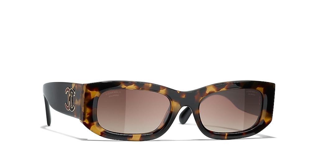 CHANEL Matelassé Temple Sunglasses Chanel Rectangle Sunglasses CH5525A M (52 - 19) with Brown lenses