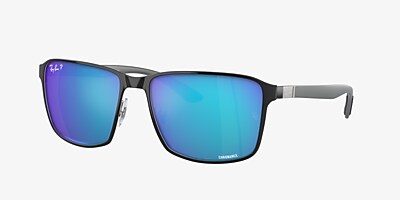 Ray-Ban RB3721CH Chromance 59 Blau & Schwarz auf Silber 