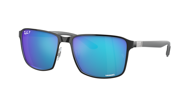 Ray-Ban RB3721CH Chromance 59 Blau & Schwarz auf Silber 