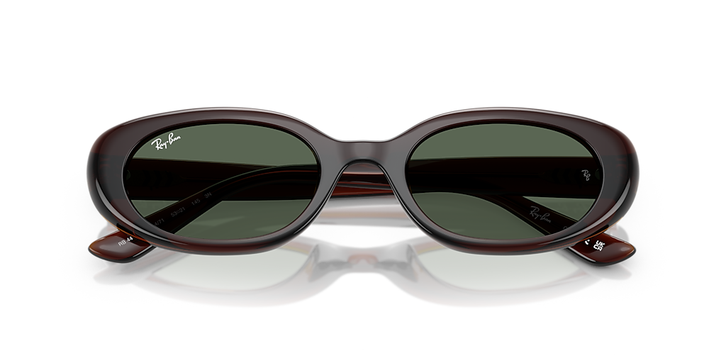 RAY-BAN RB4441D Transparent Brown - Unisex Sunglasses, Dark Green Lens