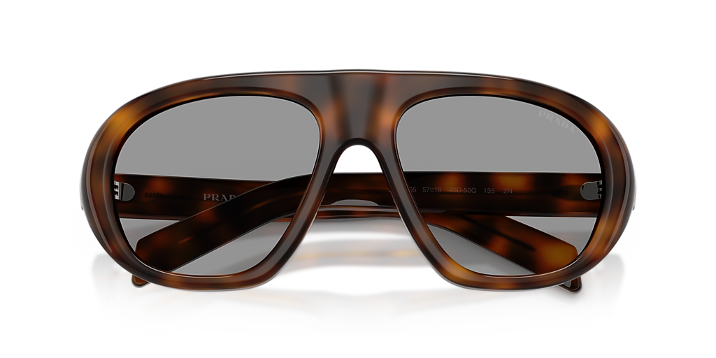 New PRADA Sunglasses Brown Tortoise Gray Lens Aviator Shield Mask 57-18 PRADA PRC05S 16K08Z Black Aviator Shield Mask Gray Lens  main image 3