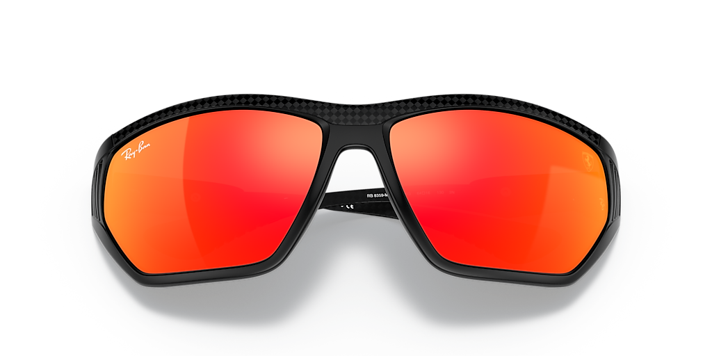 RAY-BAN RB8359M Scuderia Ferrari Collection Black - Unisex Sunglasses, Red Mirror Lens