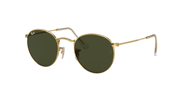 Ray-Ban RB3447 Round Metal 50 Green Vintage & Gold Sunglasses 