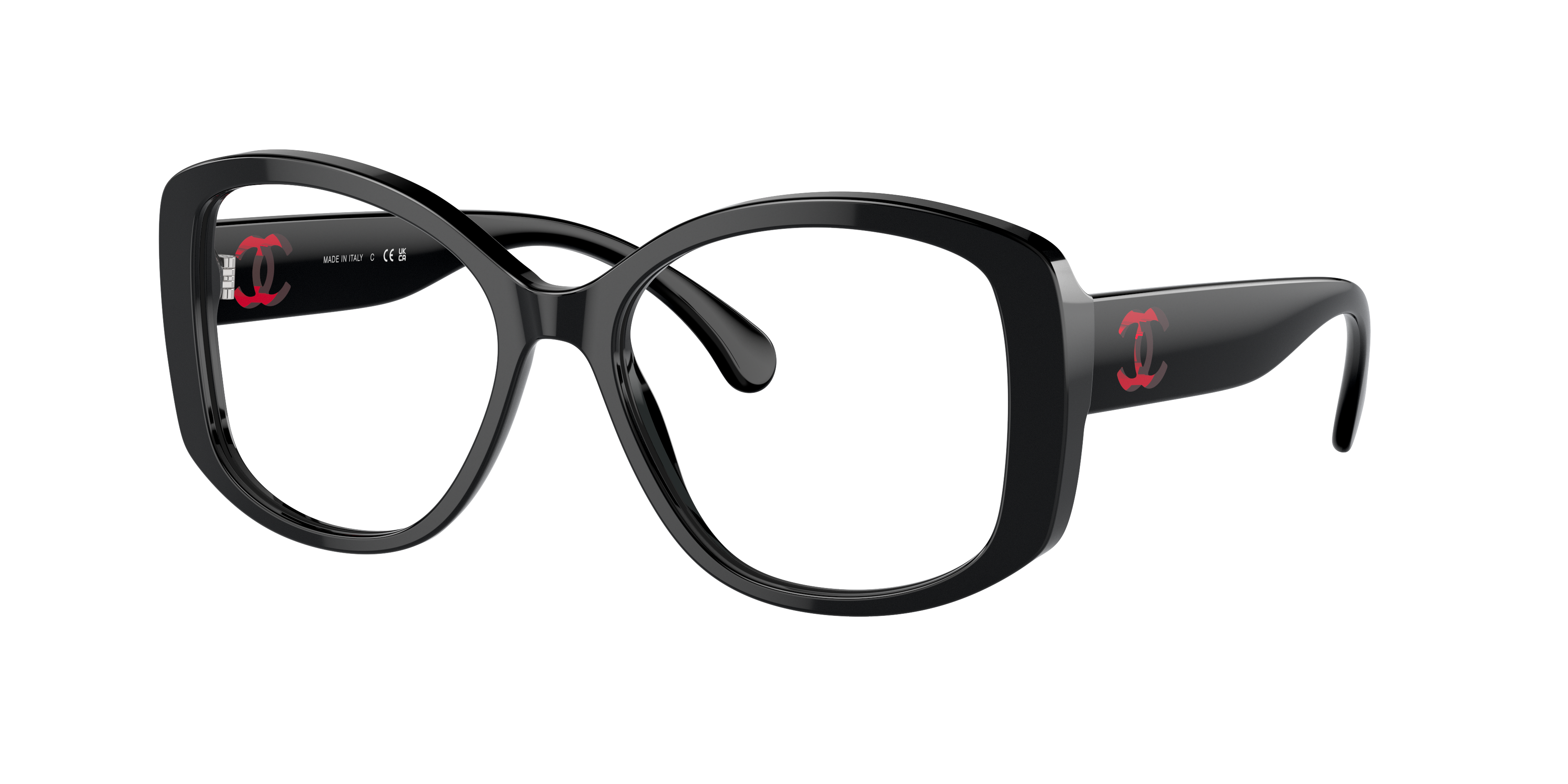 Chanel Woman Sunglass Butterfly Eyeglasses CH3476A -  Frame color: Black, Lens color: Demo Lens