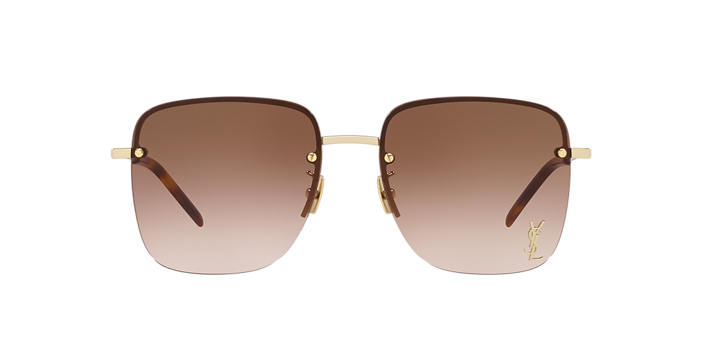 【関税込み】Saint Laurent ゴールド SL 312 M サングラス Saint Laurent SL 312 M 013 Rectangular Sunglasses Gold - eye