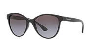 SUNGLASS HUT COLLECTION HU2021 Shiny Black - Women Sunglasses, Gradient Grey Polar Lens