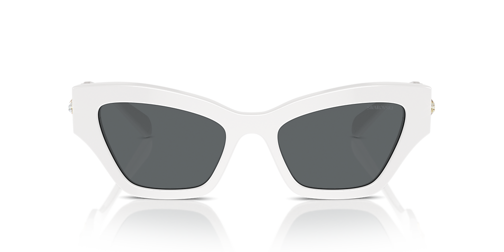 SWAROVSKI SK6021 White - Woman Sunglasses, Dark Grey Lens