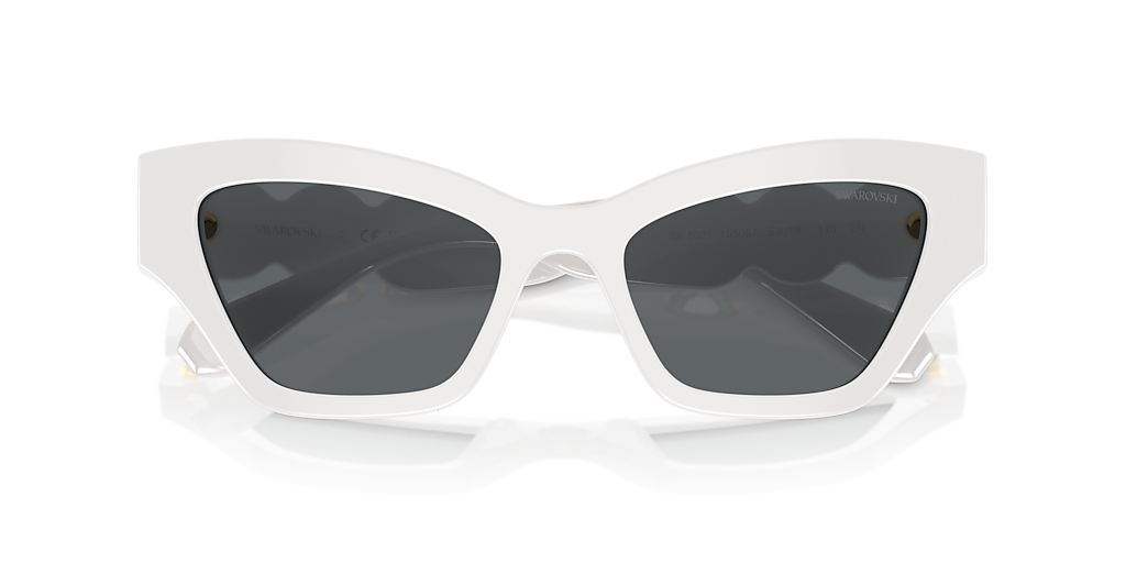 SWAROVSKI SK6021 White - Woman Sunglasses, Dark Grey Lens