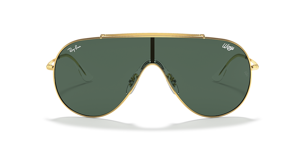 RAY-BAN RB3597 Wings Arista Gold - Men Sunglasses, Dark Green Lens