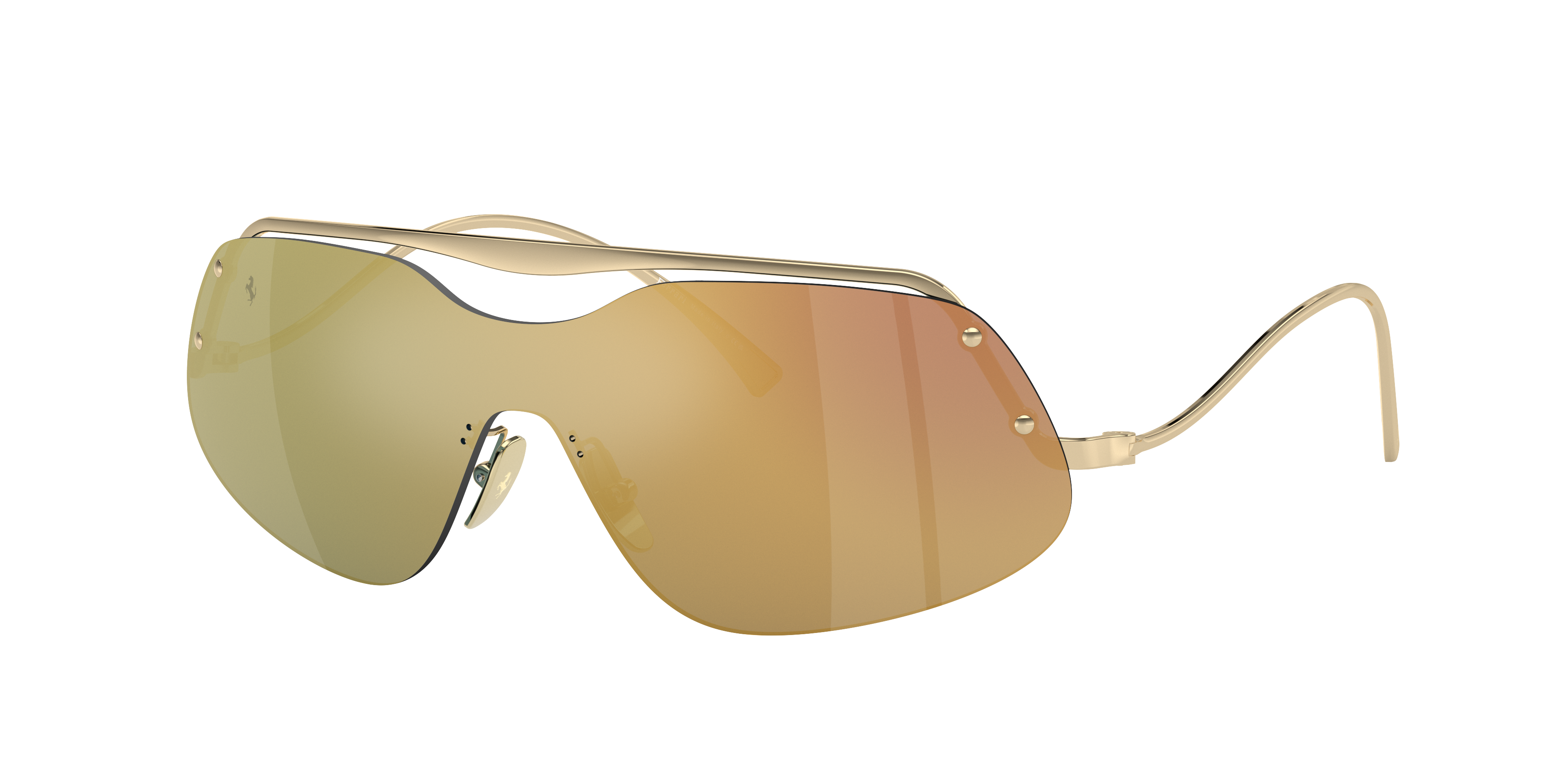Ferrari Unisex Sunglass FH1007 -  Frame color: Pale Gold, Lens color: Gold Mirror Blue