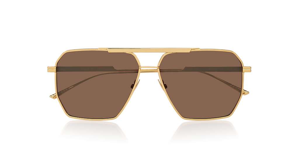 Bottega Veneta Gold Frame Sunglasses with Brown Lenses Bottega Veneta BV1012S Sunglasses 008 Shiny Gold - eye-oo.com main image 3