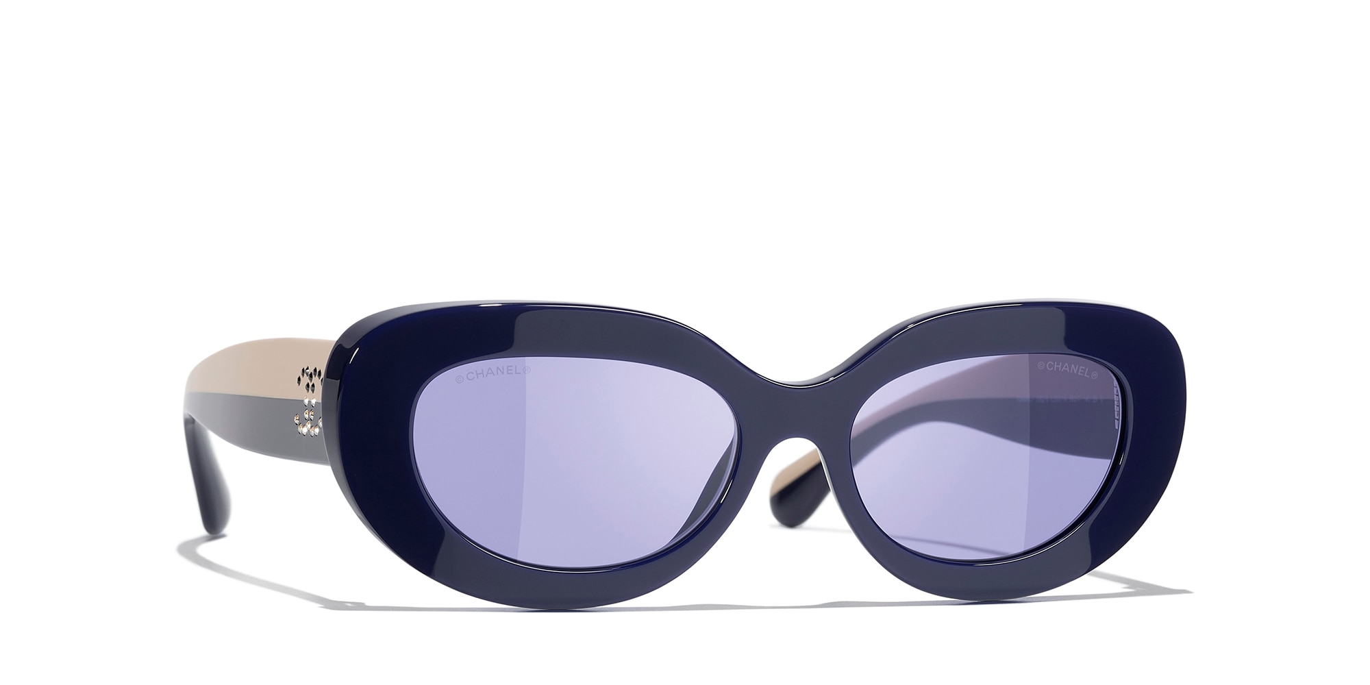 Chanel Woman Sunglass Oval Sunglasses CH5562B CH5562B -  Frame color: Blue, Lens color: Blue
