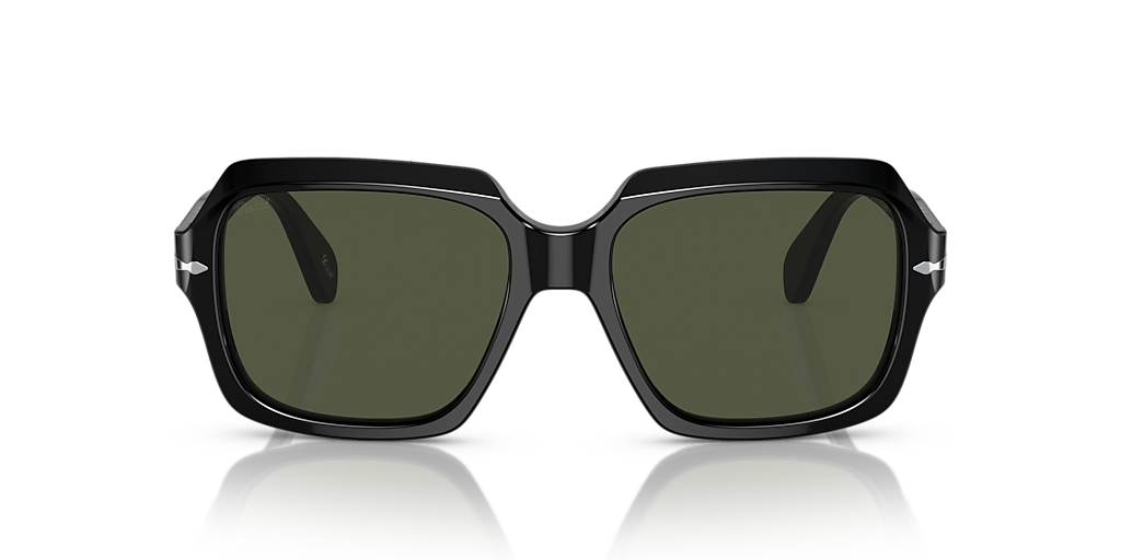 PERSOL PO0581S Black - Unisex Luxury Sunglasses, Green Lens