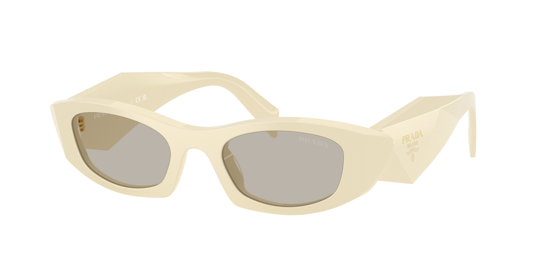 Prada Woman Sunglass PR B16SF - Frame color: White Milk, Lens color: Light Brown