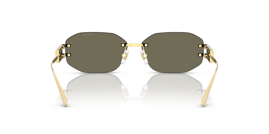 VERSACE VE2274G Gold - Women Luxury Sunglasses, Clear Mirror Real Yellow Gold Lens
