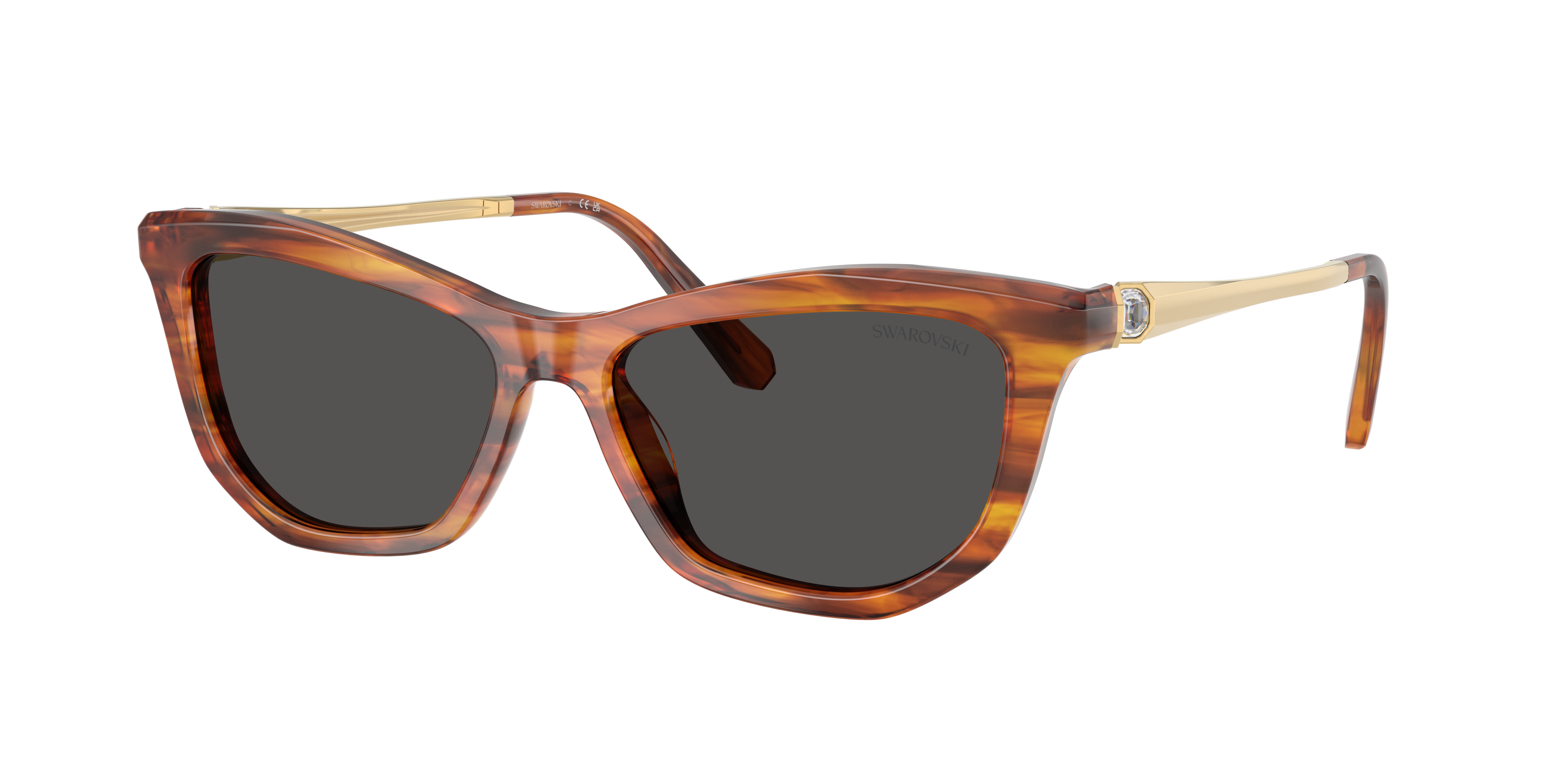 Swarovski Woman Sunglass SK6057 -  Frame color: Striped Havana, Lens color: Dark Grey