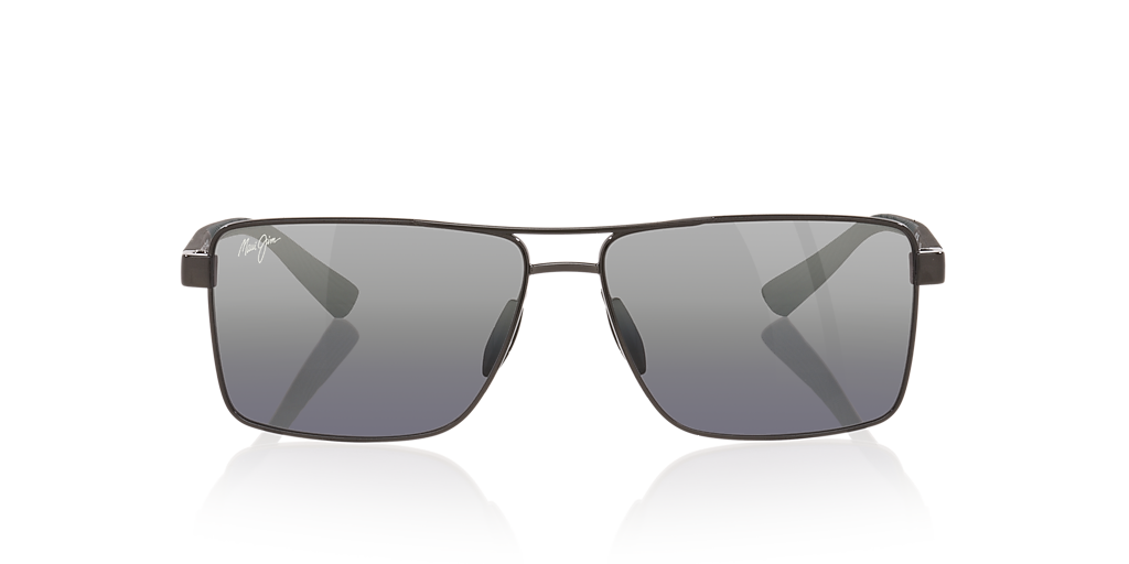 MAUI JIM Piha Black Shiny - Men Sunglasses, Silver Mirror Lens