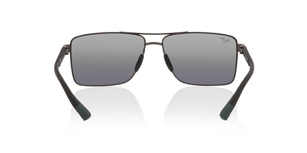 MAUI JIM Piha Black Shiny - Men Sunglasses, Silver Mirror Lens