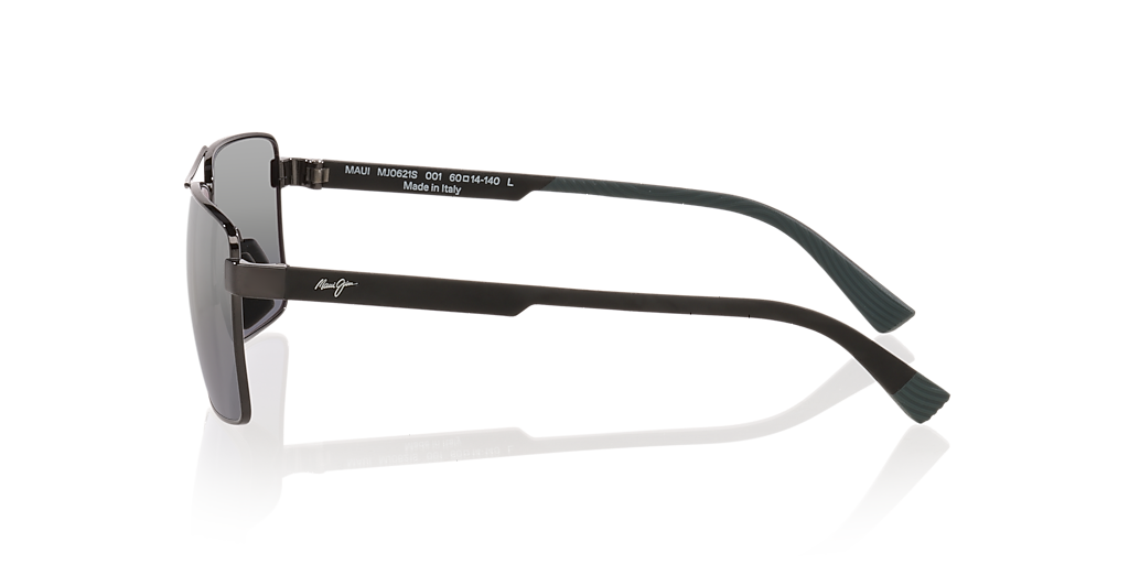 MAUI JIM Piha Black Shiny - Men Sunglasses, Silver Mirror Lens