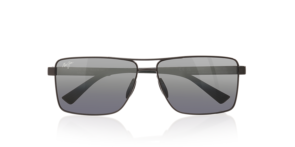 MAUI JIM Piha Black Shiny - Men Sunglasses, Silver Mirror Lens