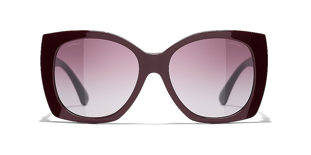 CHANEL Square Sunglasses CH5519 Burgundy - Women Luxury Sunglasses, Burgundy Lens