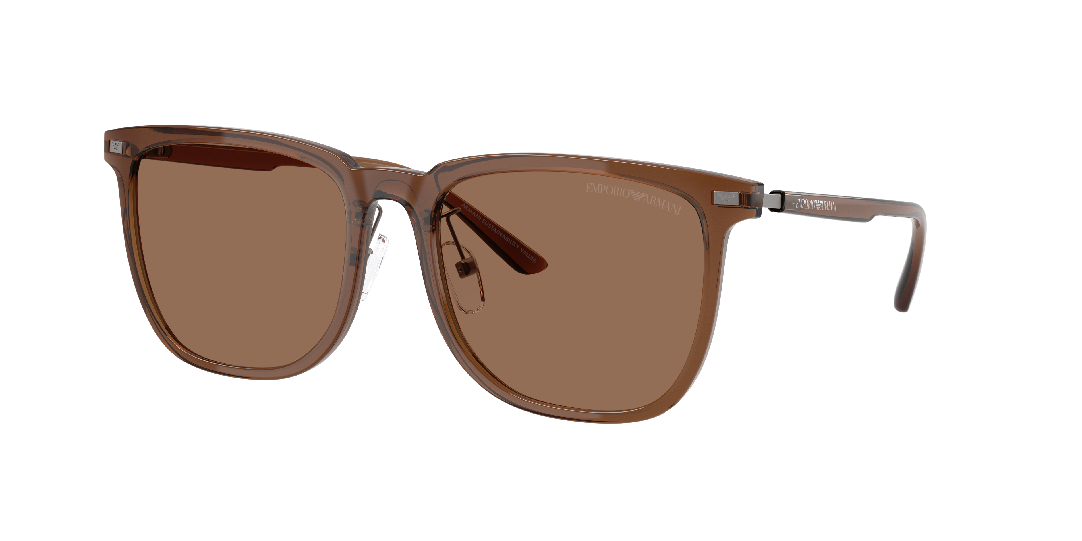 Emporio Armani Unisex Sunglass EA4255D -  Frame color: Shiny Transparent Brown, Lens color: Dark Brown