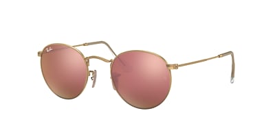 Ray-Ban RB3447 Round Flash Lenses 53 Blue & Gold Polarized 