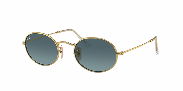 Ray-Ban RB3547 Oval Metal 51 Blue Gradient & Gold Sunglasses  