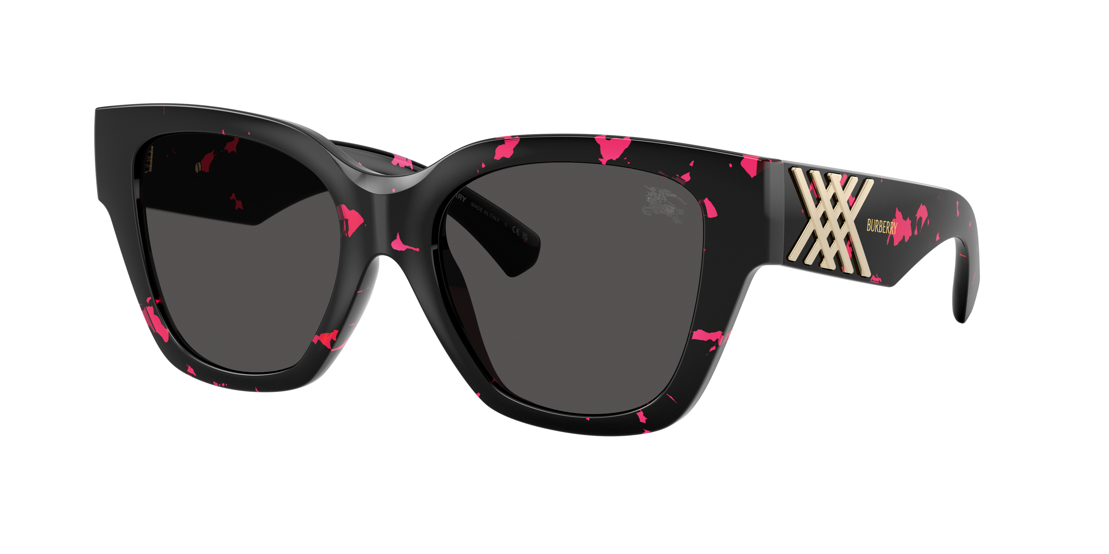 Burberry Woman Sunglass BE4489U -  Frame color: Fucsia Havana, Lens color: Dark Grey