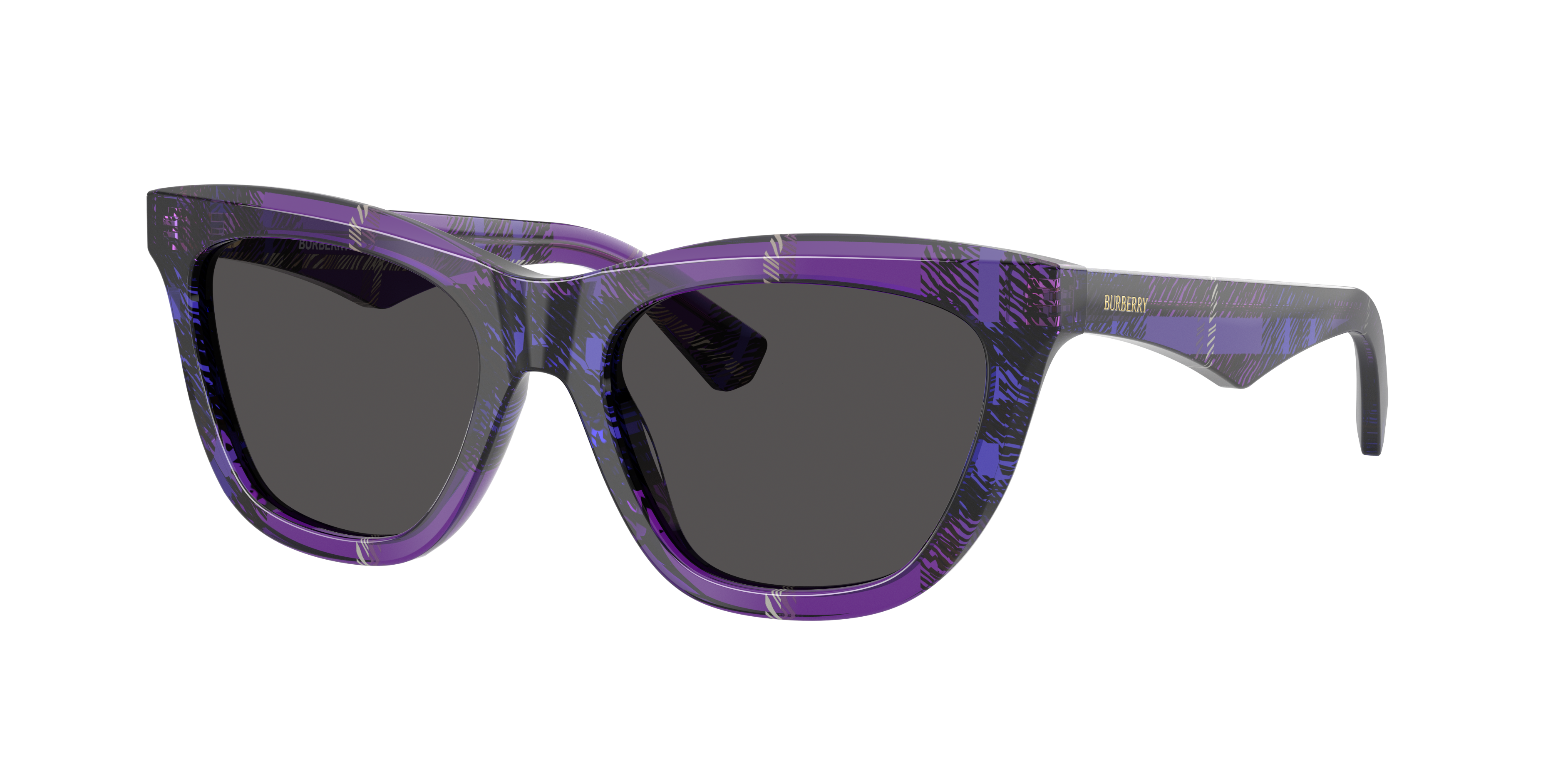 Burberry Woman Sunglass BE4435 -  Frame color: Check Violet, Lens color: Dark Grey