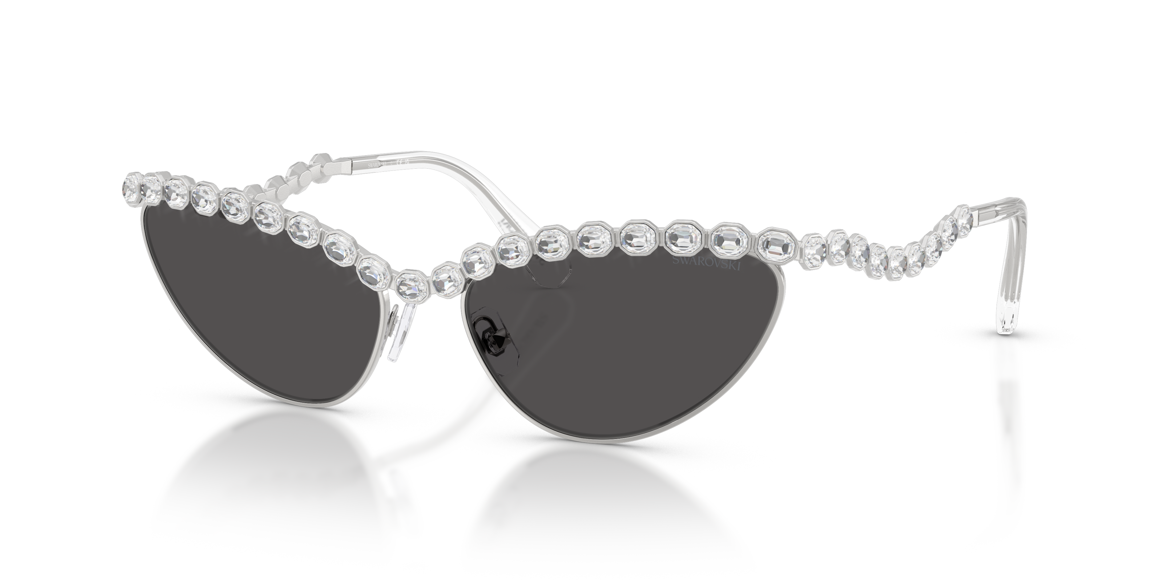 スワロフスキー Swarovski SK7030 XL (59 - 17) com Lentes Cinza e Armação Prata