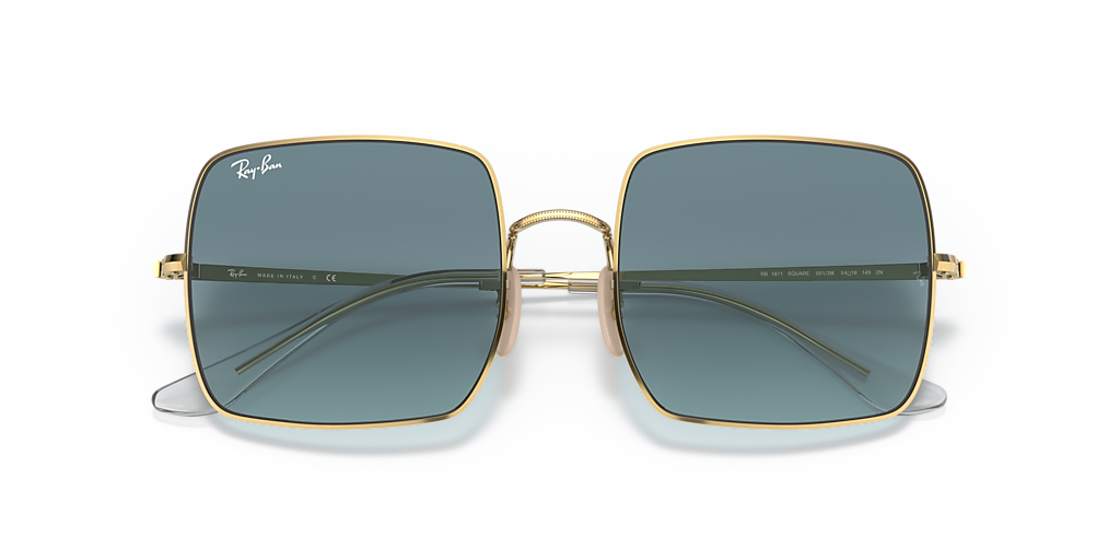 かずレイバンサングラス  RB1971 Square 001/5F 54 Ray-Ban RB1971 Square 1971 Classic L (54 - 19) com Lentes Azul e