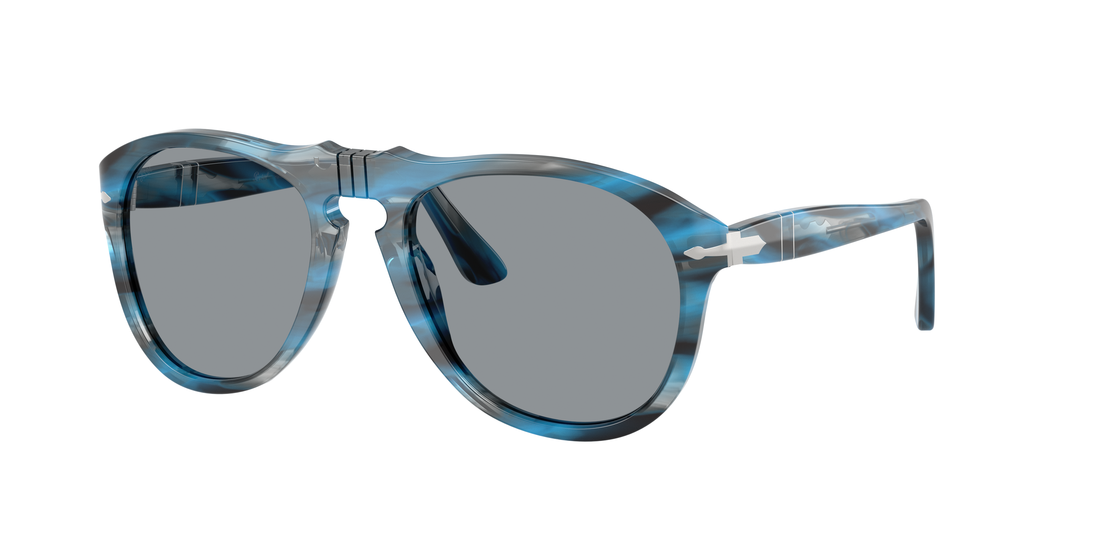 Persol Man Sunglass PO0649 649 - Original -  Frame color: Striped Blue And Grey, Lens color: Grey